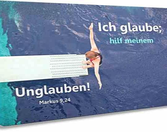Christliche Postkarte: Turmspringerin