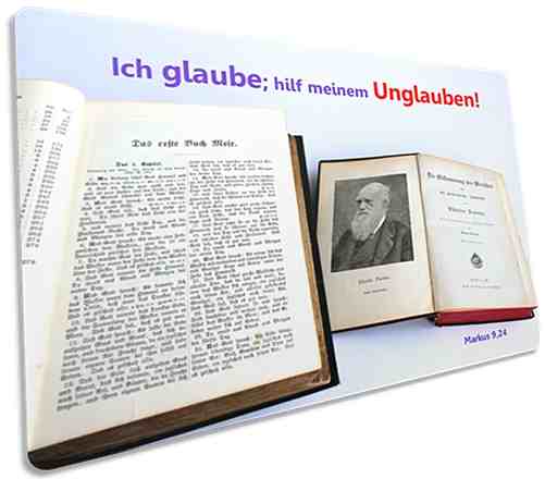 Jahreslosung 2020 Postkarte: Alte Bibel & Darwin-Buch - Jahreslosungskarte