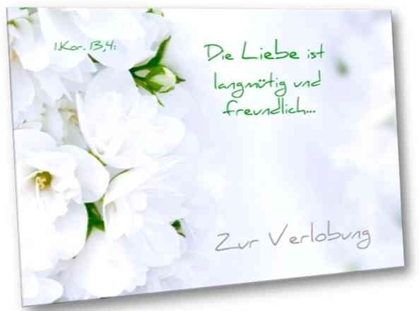 Christliche Verlobungskarte Motiv: Weiße Blüten