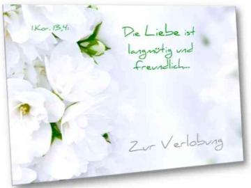 Verlobungskarte: Weiße Blüten