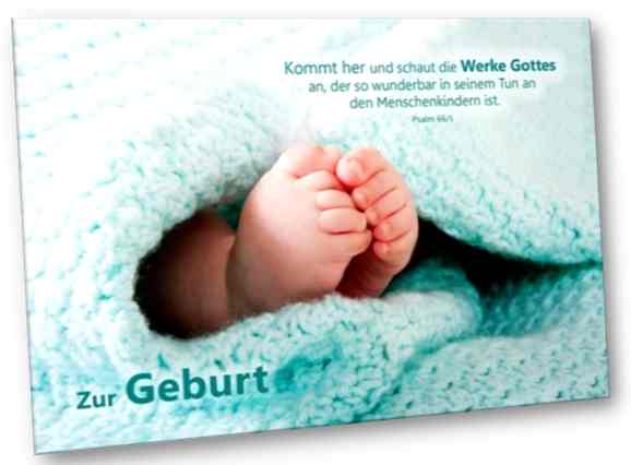 Christliche Geburtskarte: Babyfüßchen - Faltkarte zur Geburt