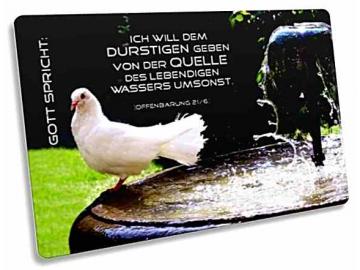Christliche Postkarte: Taube am Brunnenrand
