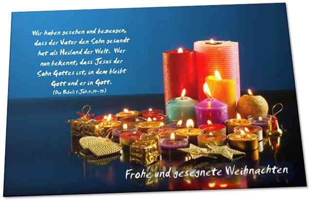 Postkarte Weihnachten: Kerzensammlung