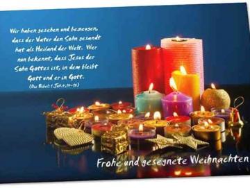 Christliche Postkarte Weihnachten: Kerzensammlung