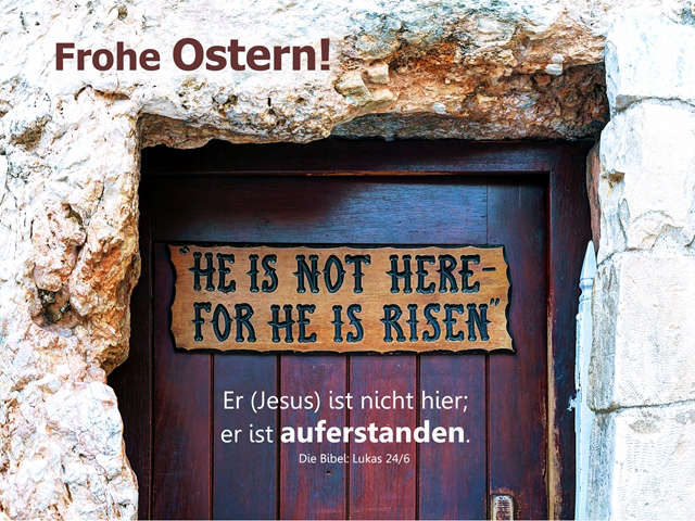 Poster A1 Ostern. Tafel an der Tür zum Gartengrab
