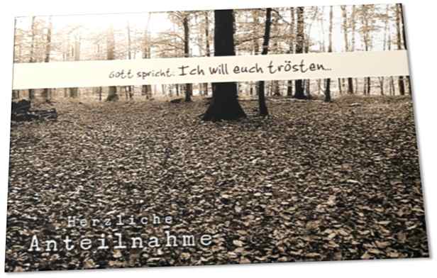 Christliche Trauerkarte: Herbstwald -Beileidskarte
