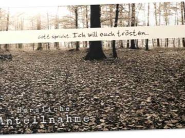 Christliche Trauerkarte: Herbstwald -Beileidskarte