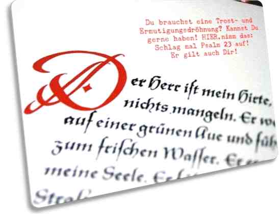 Postkarte  Blatt mit dem Psalm 23