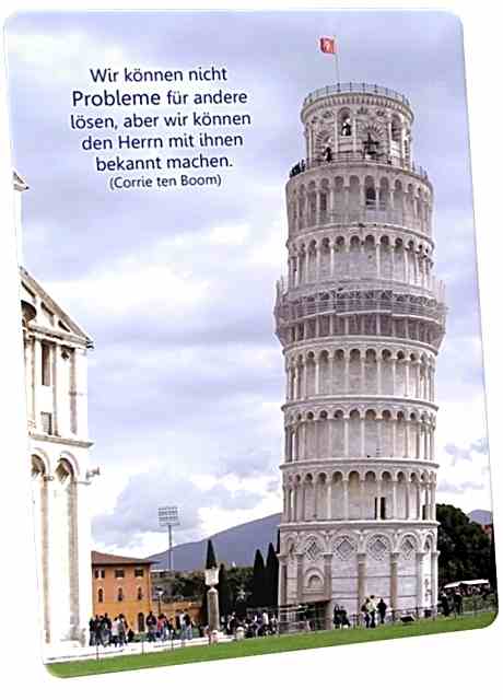 Christliche Postkarte: Der schiefe Turm von Pisa