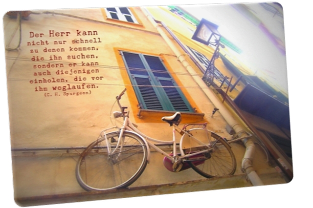 Christliche Postkarte: Nostalgisches Fahrrad - Zitat von C. H. Spurgeon