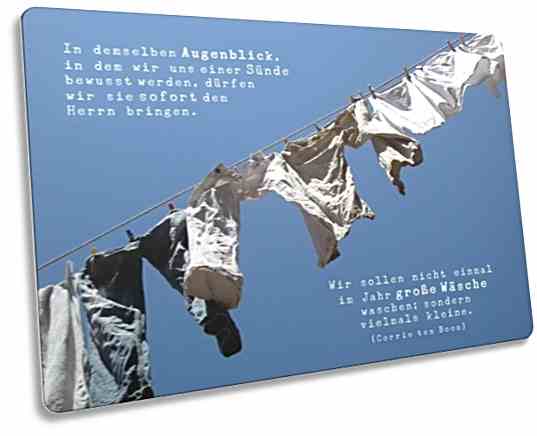 Postkarte: Jeanshosen auf Wäscheleine