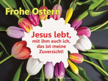 Poster A4 Ostern - Kreis bunter Tulpen