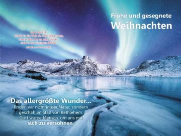 Poster Weihnachten A3: Polarlichter über den Lofoten, Norwegen