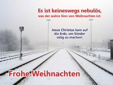 Poster Weihnachten A3: Verschneite Bahnstrecke