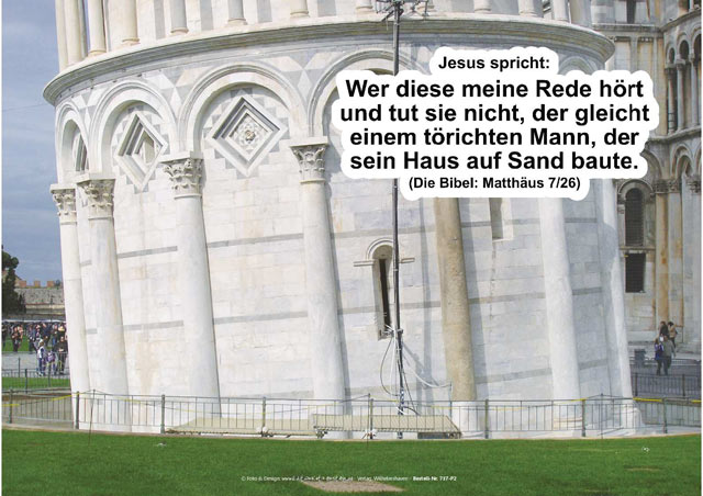 Christliches Poster A3: Schiefer Turm von Pisa in Nahaufnahme“