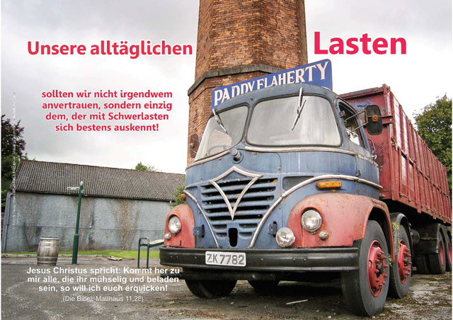Christliches Poster A3: Oldtimer Lastwagen
