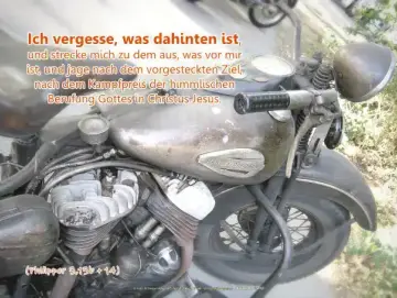 Christliches Poster A2: Historisches Motorrad