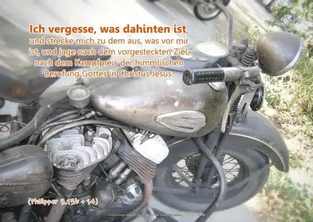Christliches Poster A3: Historisches Motorrad