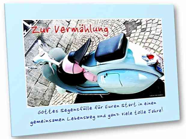 Christliche Hochzeitskarte : Startbereiter Motorroller