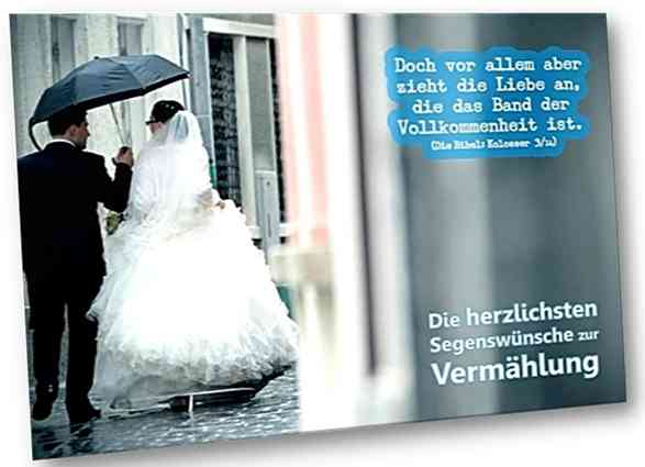 Christliche Hochzeitskarte:  Brautpaar im Regen - Karte zur Hochzeit