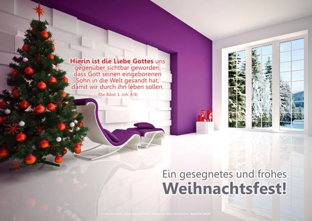 Poster Weihnachten A3: Modernes Wohnzimmer