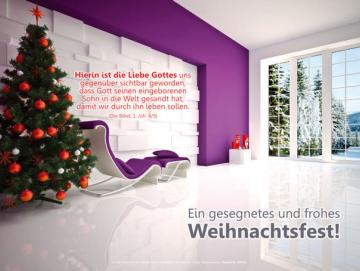 Poster Weihnachten A3: Modernes Wohnzimmer