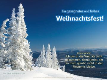 Poster Weihnachten A3: Schneebedeckte Tannen