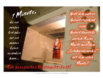 Poster Weihnachten A2: Schoko-Weihnachtsmann in Mikrowelle