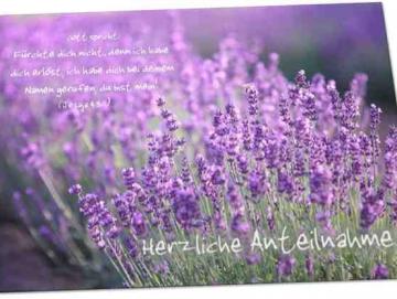 Christliche Trauerkarte: Lavendelblüten