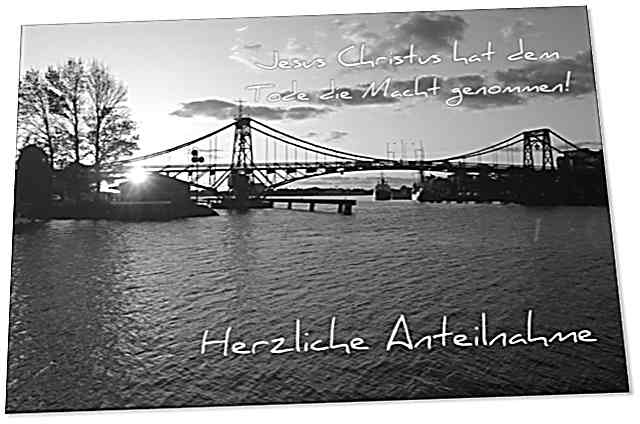 Christliche Trauerkarte: Kaiser-Wilhelmbrücke im Gegenlicht