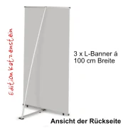 Bestatterbedarf: L-Banner Display 3er-Set "Holzkirche auf Island"