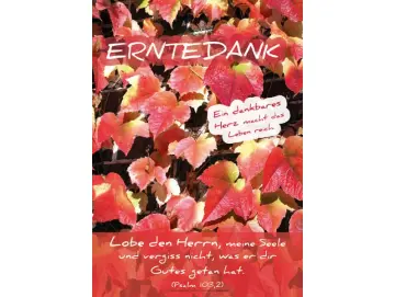 Christliches Poster A1 – Bunt gefärbte Weinblätter – Erntedank – Psalm 103,2