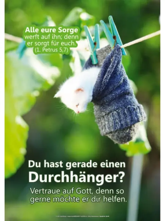 Christliche Postkarte – Kätzchen im Socken