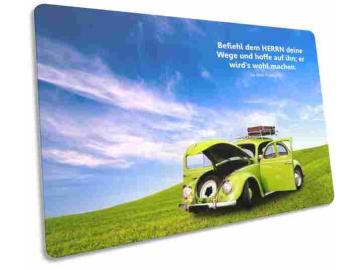 Christliche Karte: Grüner VW Käfer - Psalm 37,5