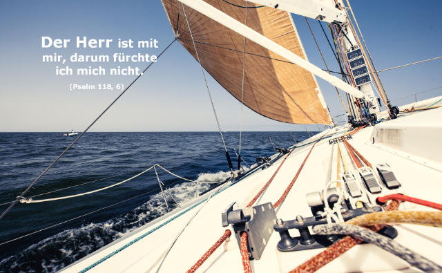 Christliches Poster A1: Segelyacht in voller Fahrt