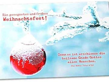 Weihnachtskarte: Verschneiter Tannenzweig
