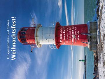 Poster Weihnachten A4: Leuchtturm Warnemünde