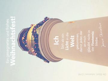 Poster Weihnachten A4: Weihnachtlich geschmückter Leuchtturm
