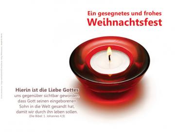 Poster Weihnachten A4: Roter Teelichthalter