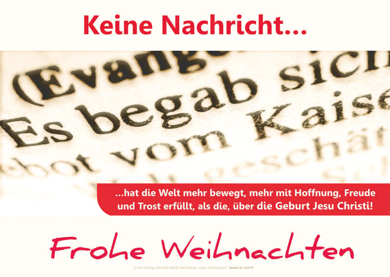 Weihnachtsposter A4 auf glänzendem Papier mit den Zeilen der Weihnachtsgeschichte aus dem Lukasevangelium in Nahaufnahme