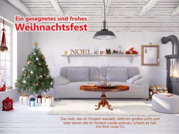 Christliches Poster Weihnachten A4: Kuscheliges Wohnzimmer