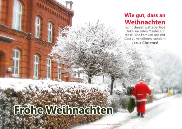 Weihnachtsposter A4: Weihnachtsmann im Einsatz – Humorvolles christliches Poster auf 170g-Papier