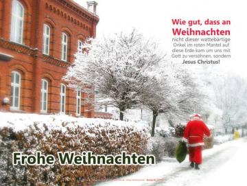 Poster Weihnachten A4: Weihnachtsmann im Einsatz