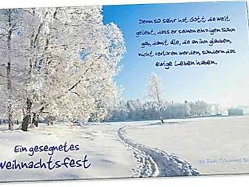 Christliche Weihnachtskarte : Verschneite Winterlandschaft