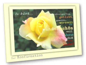 Christliche Konfirmationskarte - Gelbe Rose