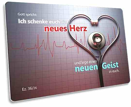Christliche Postkarte: Stethoskop vor EKG-Aufzeichnung