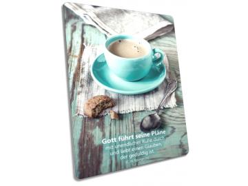 Christliche Postkarte Motiv: Tasse mit frisch gebrühtem Kaffee