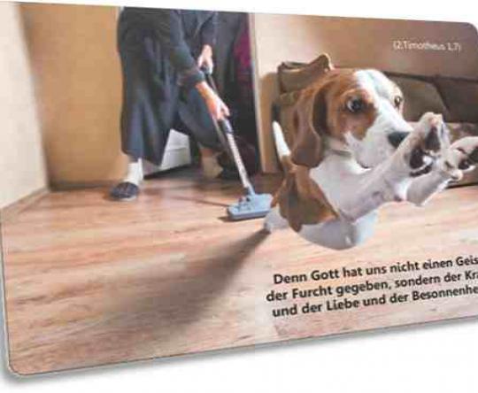 Christliche Postkarte Motiv: Flüchtender Hund
