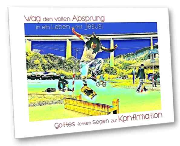 Christliche Konfirmationskarte: Skater Ricky