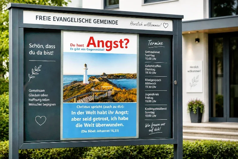 Hochwertiges christliches DIN-A2-Hochformat-Poster  Leuchtturm Castlepoint und die Worte Jesu schenken Hoffnung, Trost und Zuversicht – ideal für Zuhause und Gemeindeschaukästen.